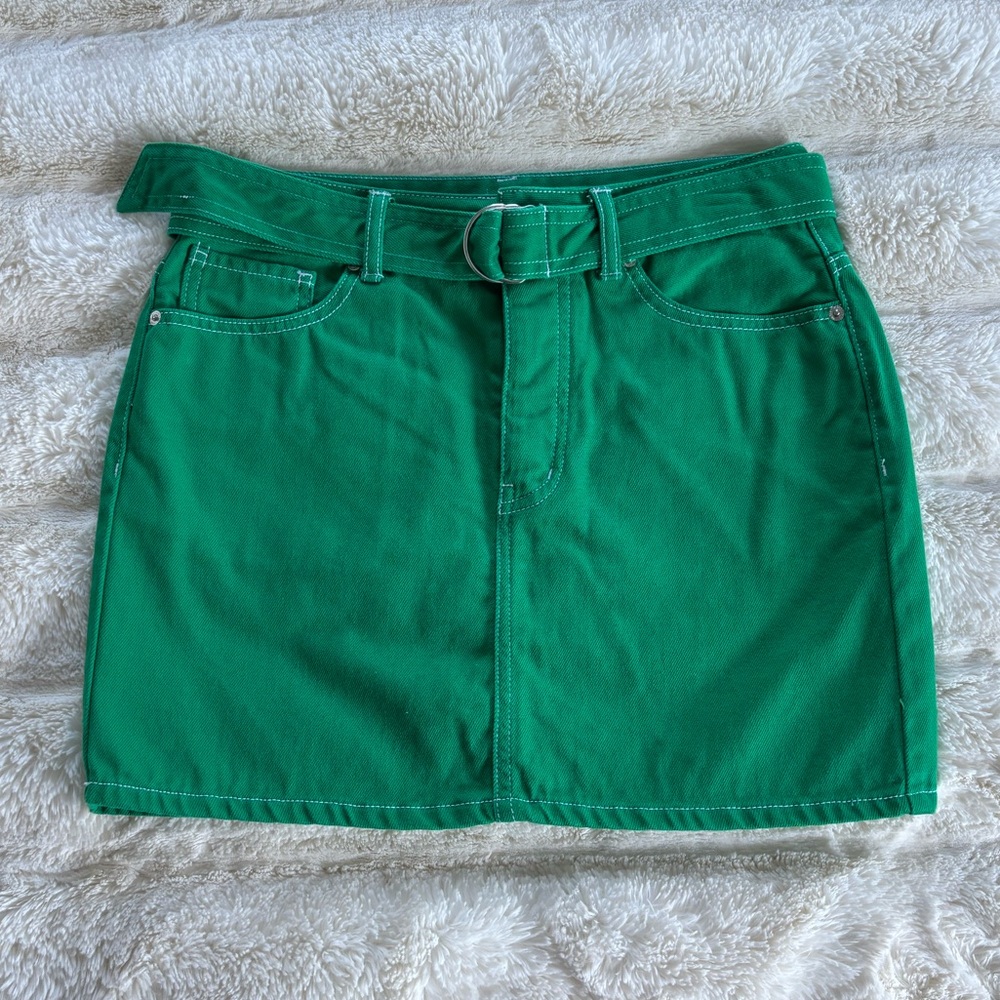 Forever 21 Green Denim Mini Skirt